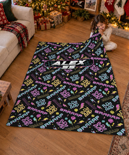 Personalized Neon Braaaap Graphic Dirt Bike Sherpa Blanket