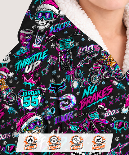 Personalized Neon Dirt Bike Christmas Snug Hoodie-Fleece