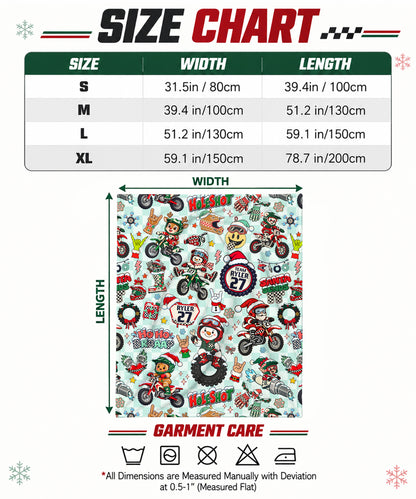 Personalized Vintage Dirt Bike Christmas Sherpa Blanket