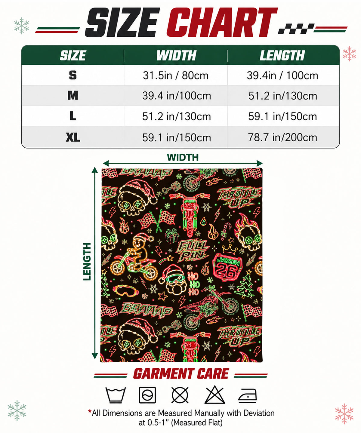 Personalized Neon Glow Dirt Bike Christmas Sherpa Blanket