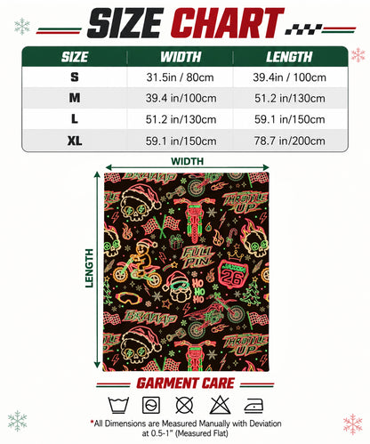 Personalized Neon Glow Dirt Bike Christmas Sherpa Blanket