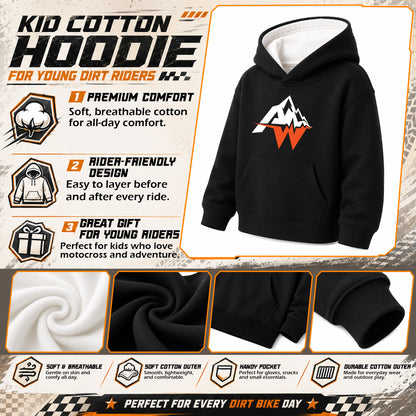 Kids Neon Green Dirt Bike Cotton Hoodie Personalized