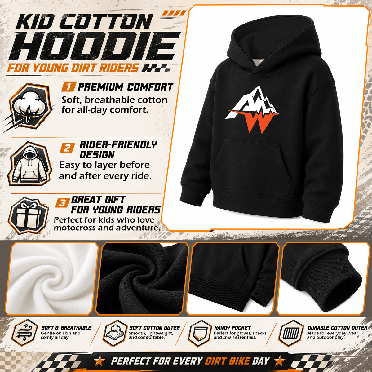 Personalized Vintage Dirt Bike Christmas Hoodie
