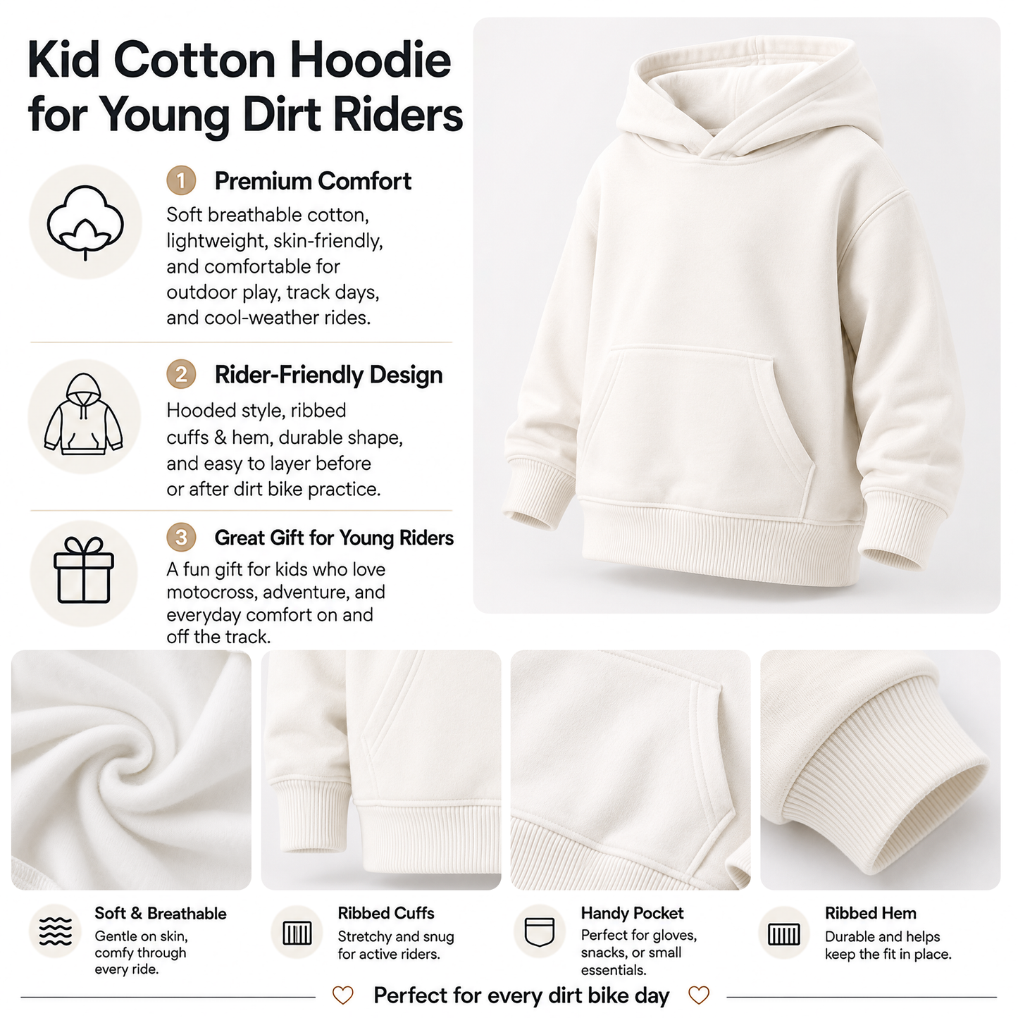 Kids Suzuki Yellow And Blue Dirt Bike Cotton Hoodie Personalized