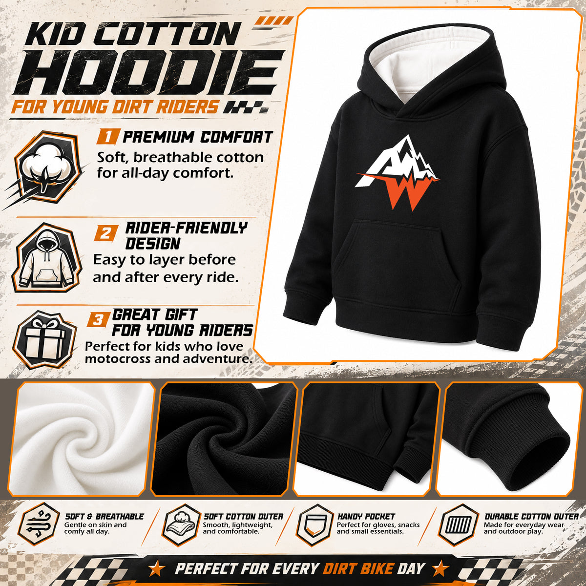 Halloween Dirt Bike Kids Hoodie
