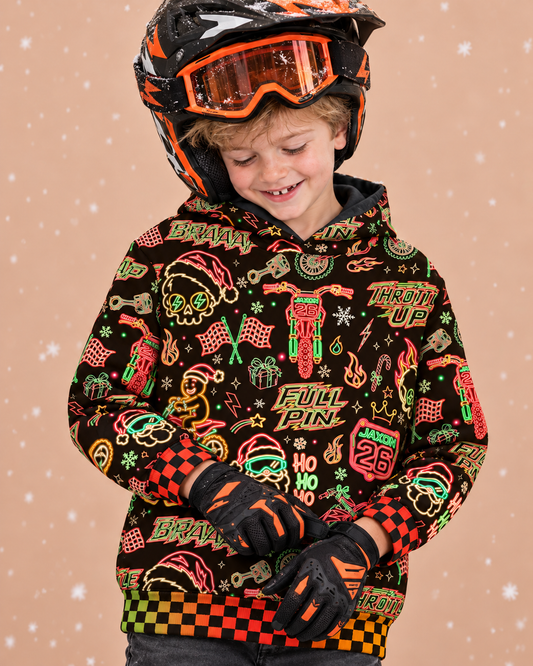 Personalized Neon Dirt Bike Christmas Hoodie