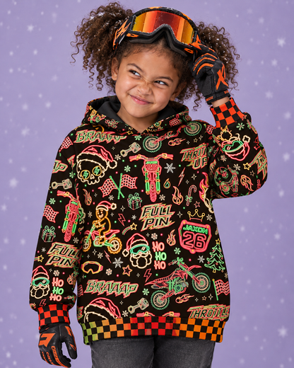 Personalized Neon Dirt Bike Christmas Hoodie