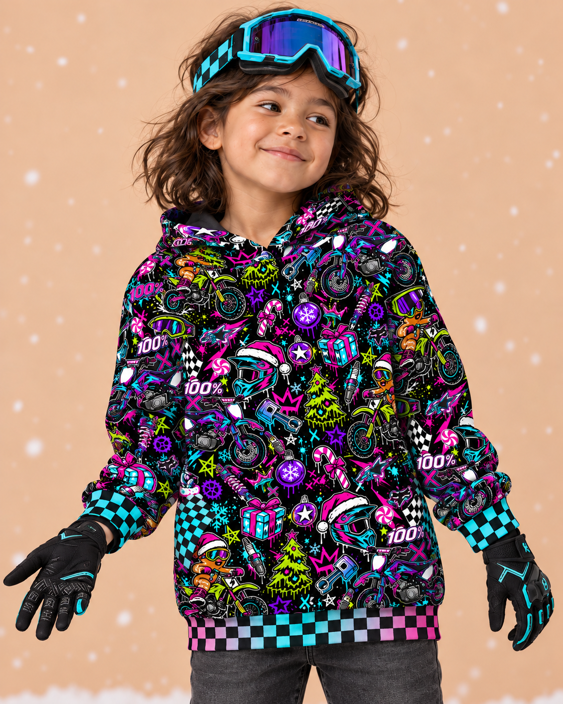 Neon Dirt Bike Christmas Hoodie