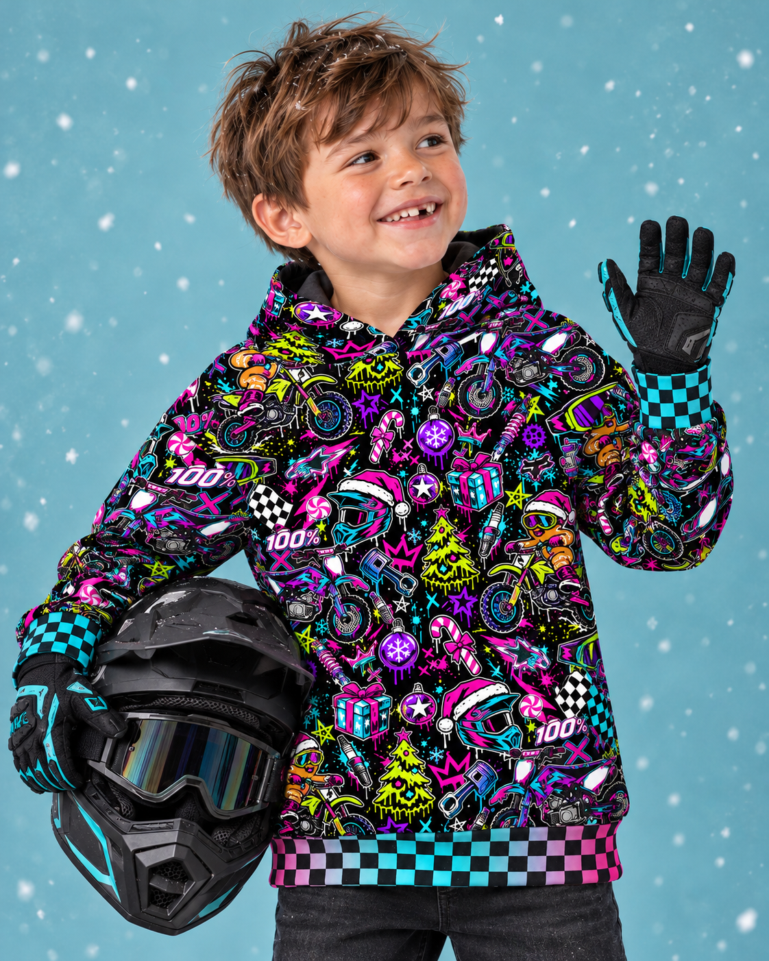 Neon Dirt Bike Christmas Hoodie
