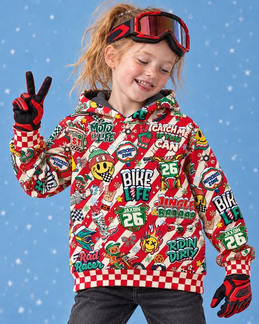 Personalized Vintage Dirt Bike Christmas Hoodie