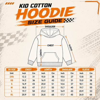 Kids Neon Green Dirt Bike Cotton Hoodie Personalized