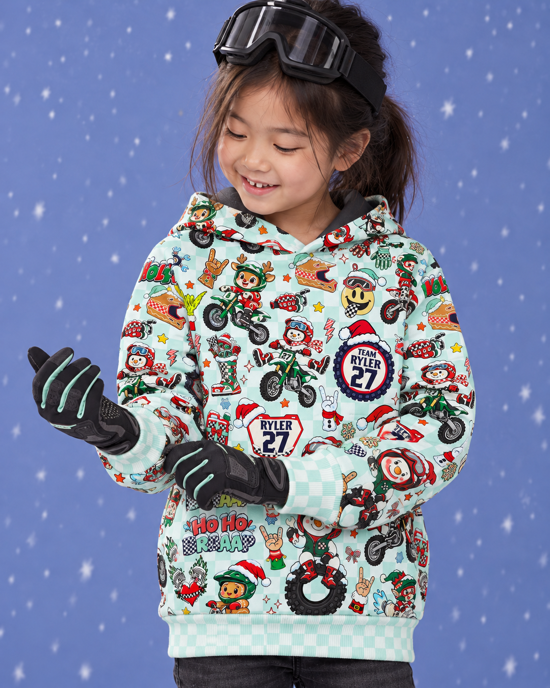 Personalized Vintage Dirt Bike Christmas Hoodie