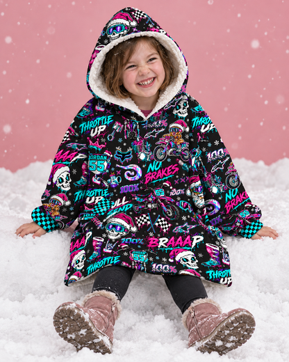Personalized Neon Dirt Bike Christmas Snug Hoodie-Fleece