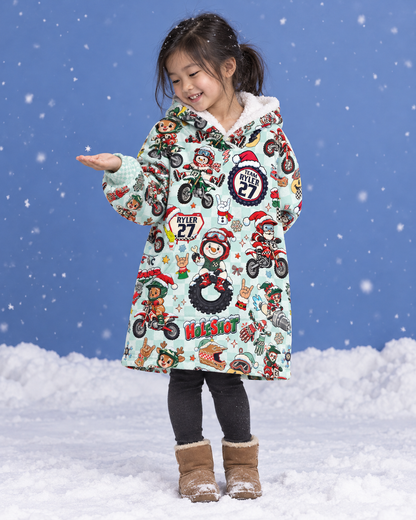Personalized Vintage Dirt Bike Christmas Snug Hoodie-Fleece